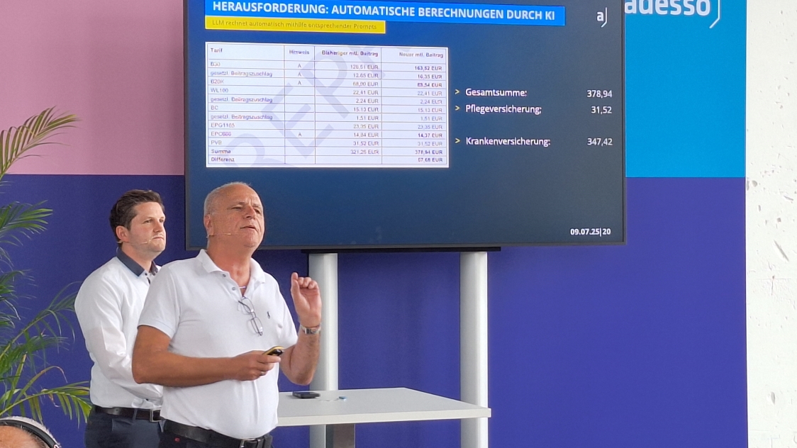 Präsentation zu automatischen Berechnungen durch KI in Tariftabellen